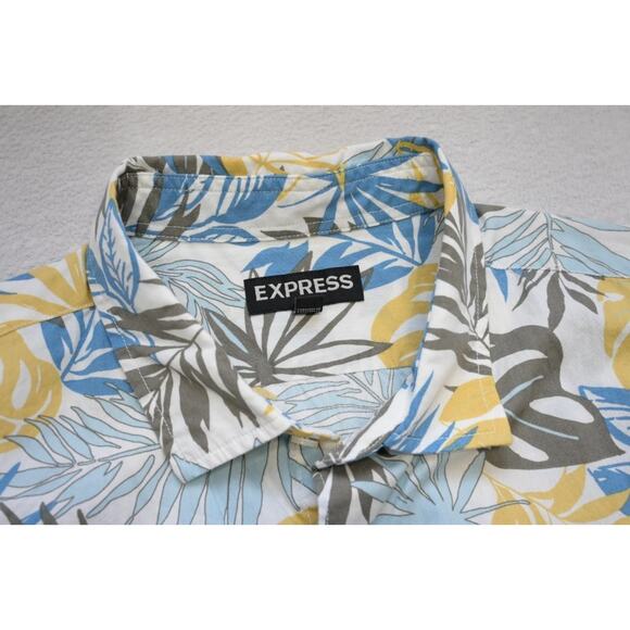 Express Hawaiian Shirt Button Up Floral Casual Short Sleeve Mens Size XL - Picture 6 of 8